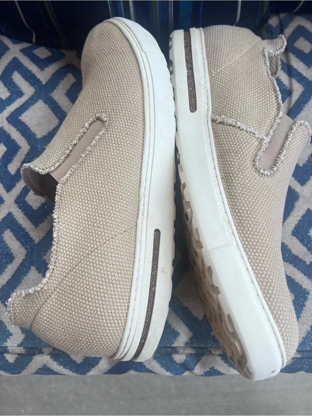 Birkenstock Canvas Slip-On Sneakers, Men's Size 46 (US 13), Taupe/Beige